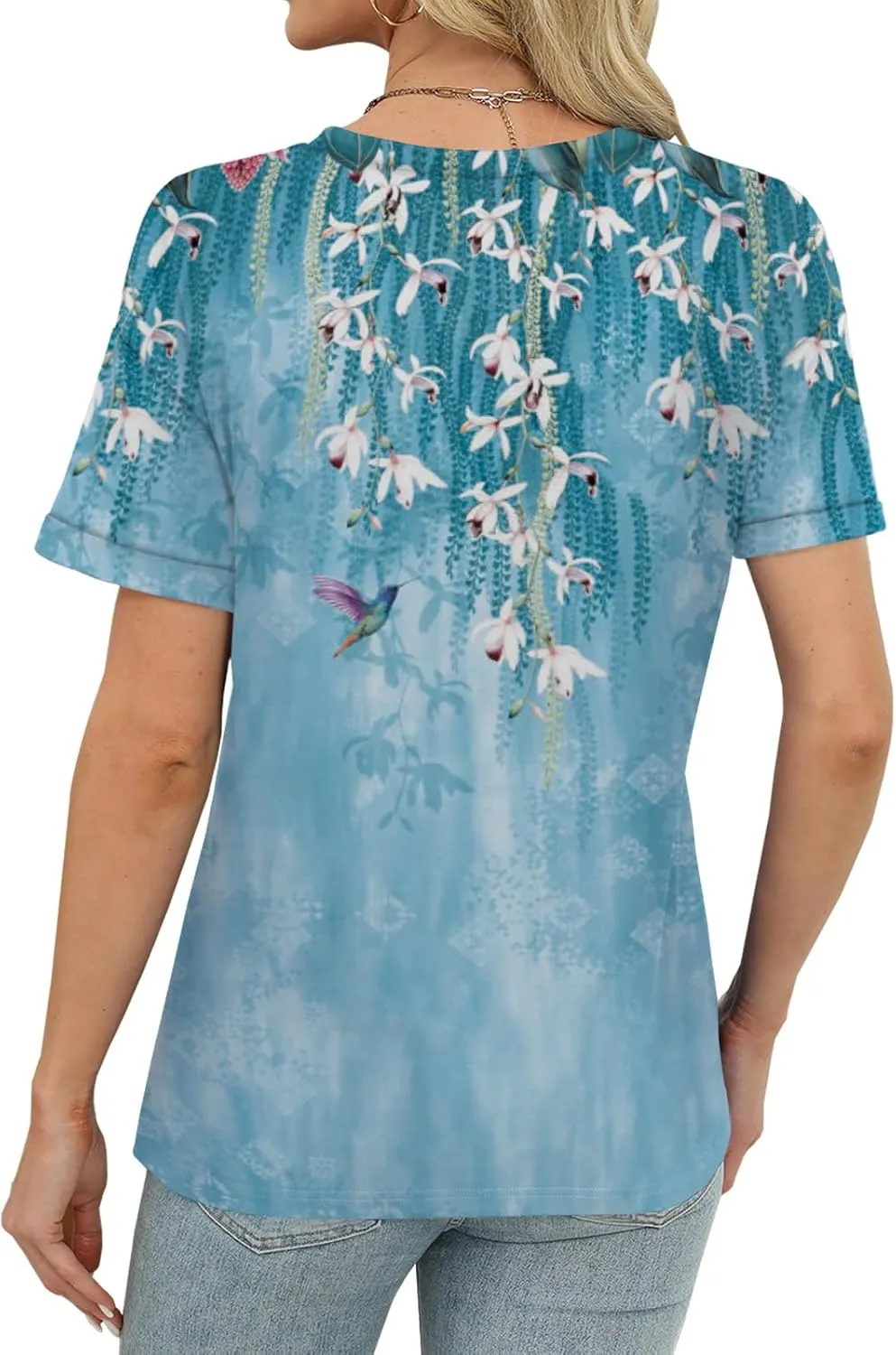 Womens Tops Trendy Short Sleeve Shirts Spring Crew Neck Casual Blouses for Women Summer Tshirts S-XXL