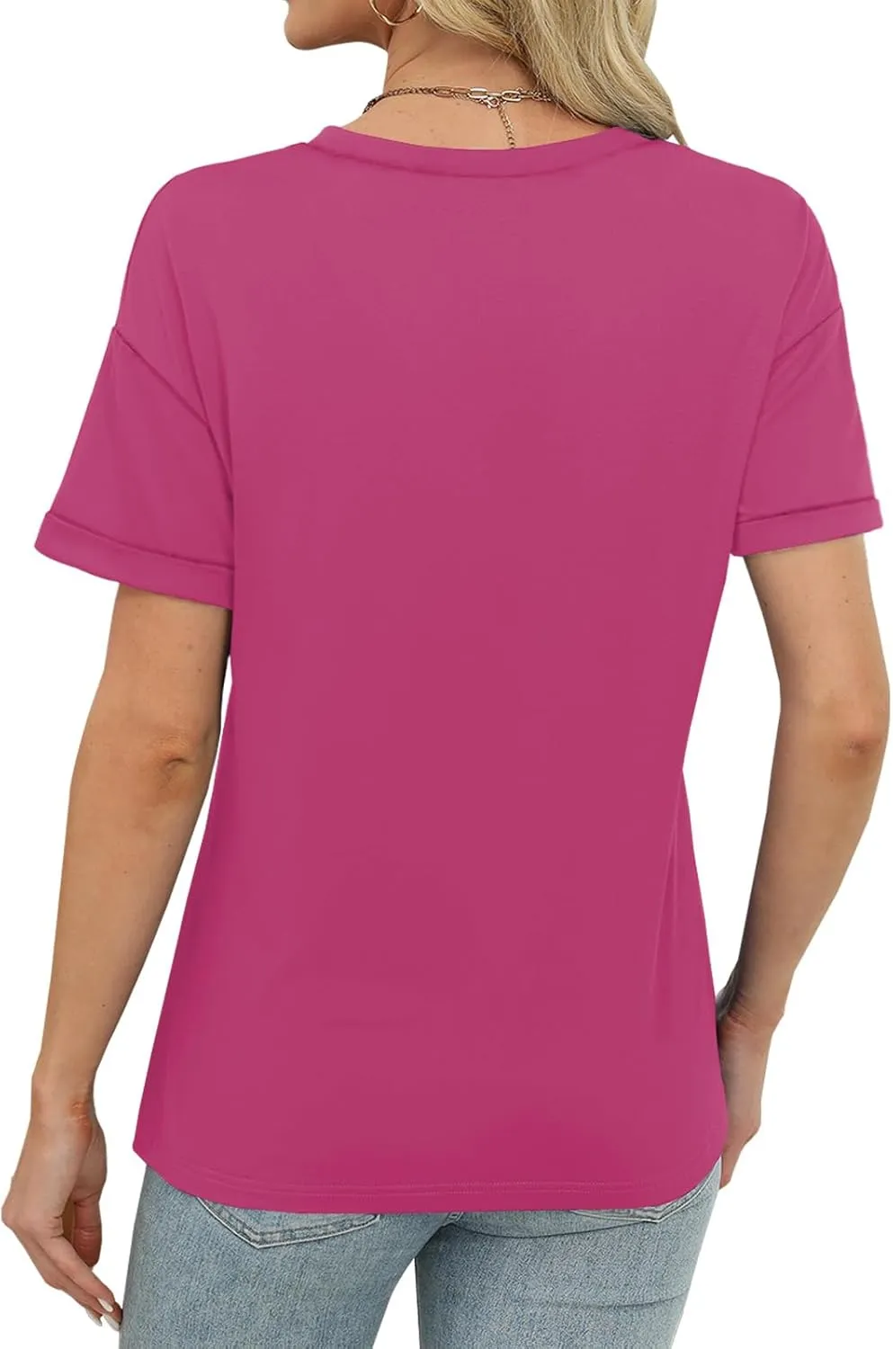 Womens Tops Trendy Short Sleeve Shirts Spring Crew Neck Casual Blouses for Women Summer Tshirts S-XXL