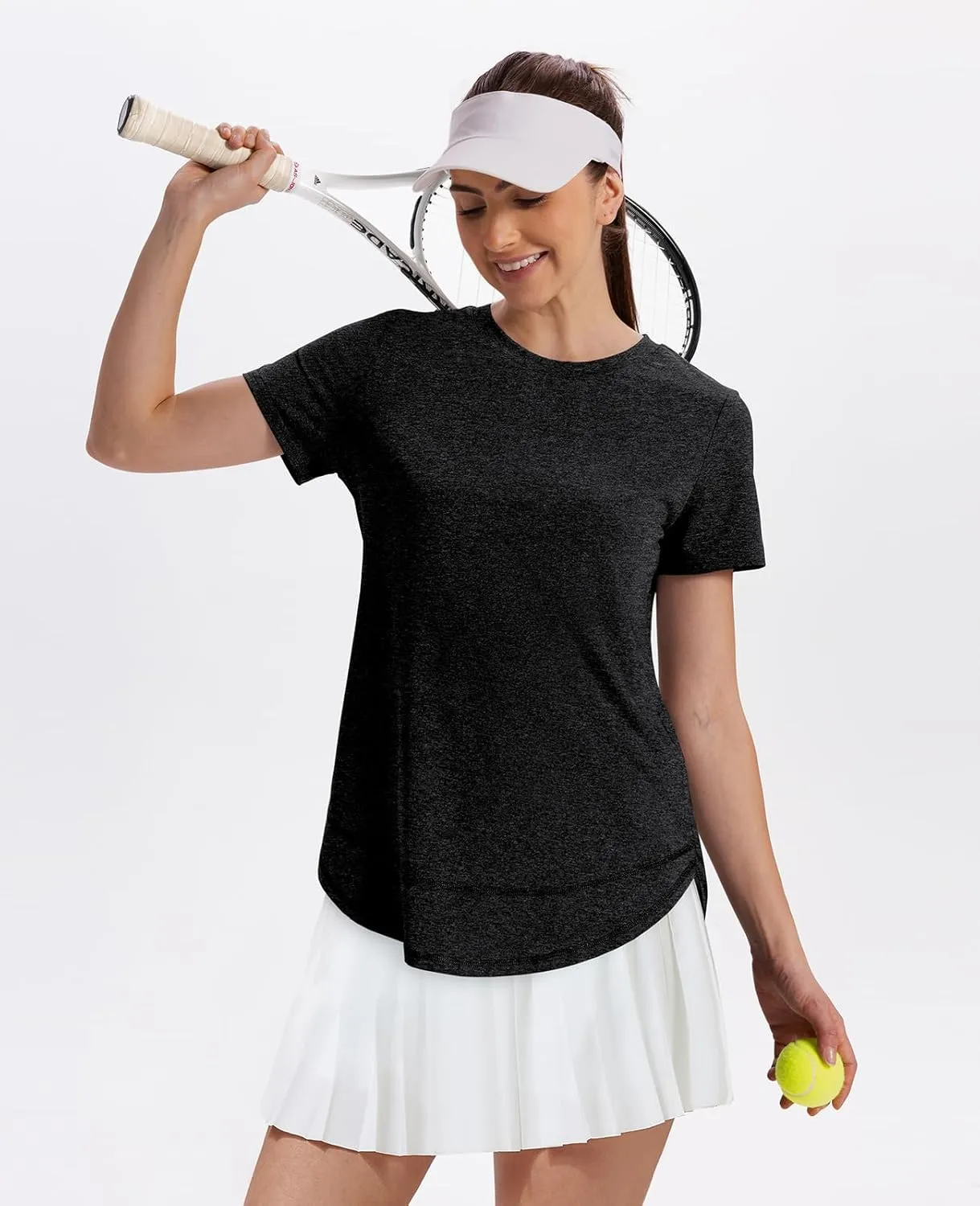 Womens Workout Tops Short Sleeve Shirts with Sun Protection Trendy Spring Summer Outfits S-3XL