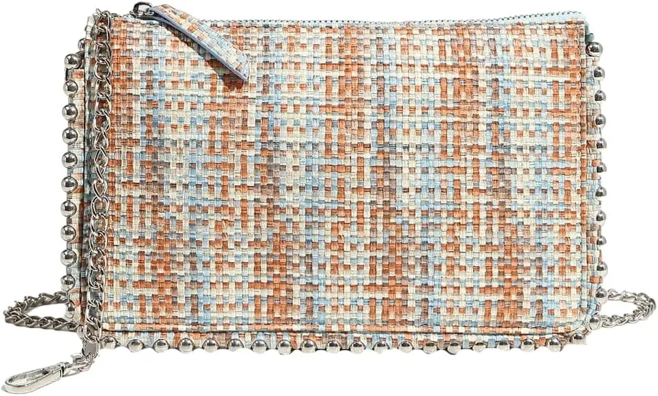 Womens Woven Shoulder Bag 2025 Fashion Beaded Straw Hobo Handbag Chain Purse Summer Vacation Beach Crossbody Bag