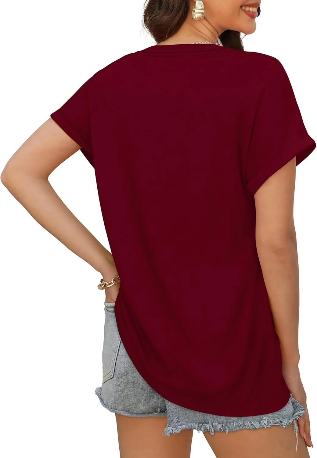 XIEERDUO Womens Summer Tops Short Sleeve Shirts Casual V Neck T Shirt Loose Fit Comfy