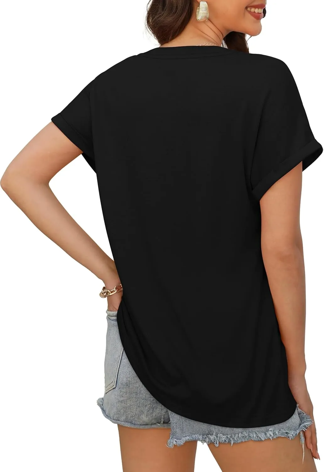 XIEERDUO Womens Summer Tops Short Sleeve Shirts Casual V Neck T Shirt Loose Fit Comfy