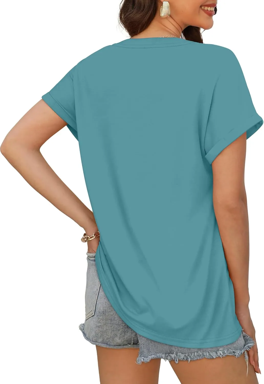 XIEERDUO Womens Summer Tops Short Sleeve Shirts Casual V Neck T Shirt Loose Fit Comfy