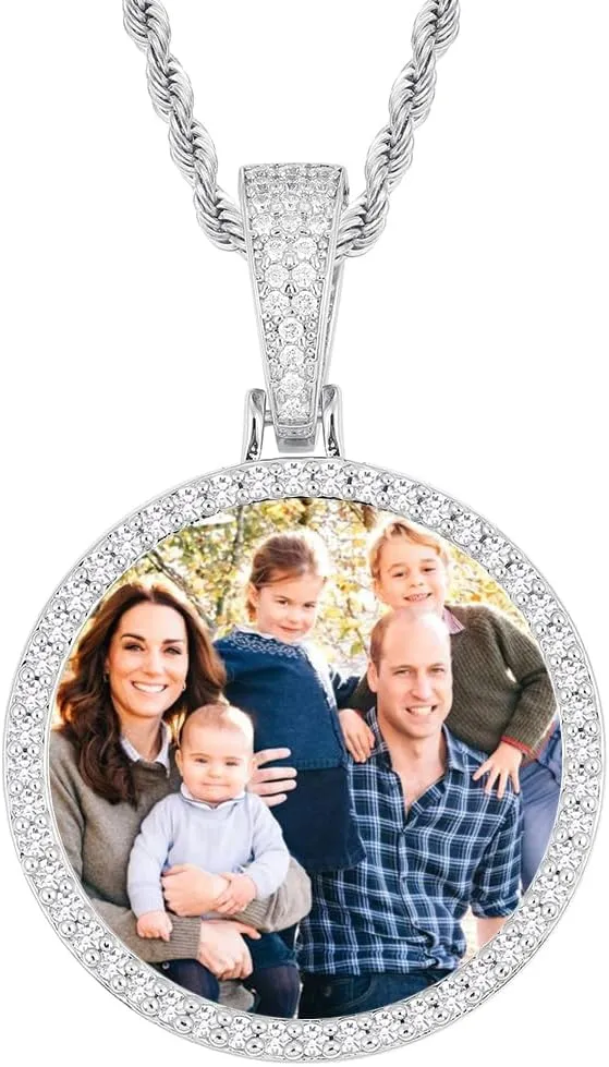 YIMERAIRE Personalized Hip Hop Memory Pendant Necklace Custom Picture Necklaces Photo Chains Necklace Angel Wings for Men Women Gift for Valentine's Day Mother's Day Birthday