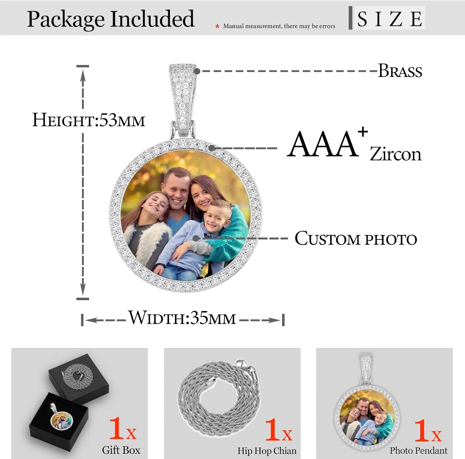 YIMERAIRE Personalized Hip Hop Memory Pendant Necklace Custom Picture Necklaces Photo Chains Necklace Angel Wings for Men Women Gift for Valentine's Day Mother's Day Birthday