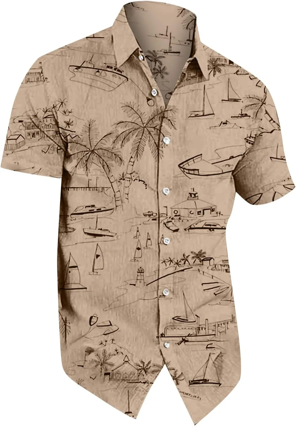 Ymosrh Mens Button Down Short Sleeve Shirts Summer Casual Spread Collar Beach Shirts for Men, M-3XL