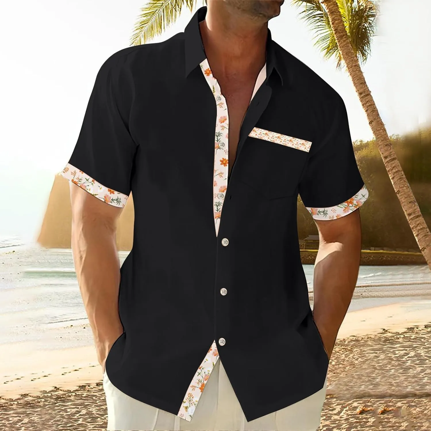 Ymosrh Men's Graphic Button Down Shirts Summer Beach Hawaiian Buttons Up Shirt Casual Stylish, M-4XL