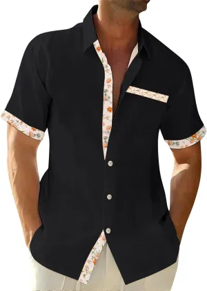 Ymosrh Men's Graphic Button Down Shirts Summer Beach Hawaiian Buttons Up Shirt Casual Stylish, M-4XL
