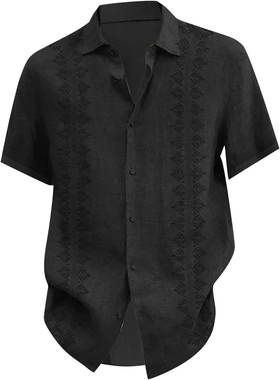 Ymosrh Men's Shirts Spring Summer Casual Cotton Linen Solid Color Short Sleeve Shirts Loose Button Down Short Shirt, M-4XL