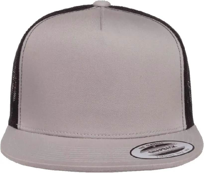 Yupoong 5-Panel YP Classic Trucker Cap | High Profile Flat Visor Snapback | OSFM | Bulk Packs Available