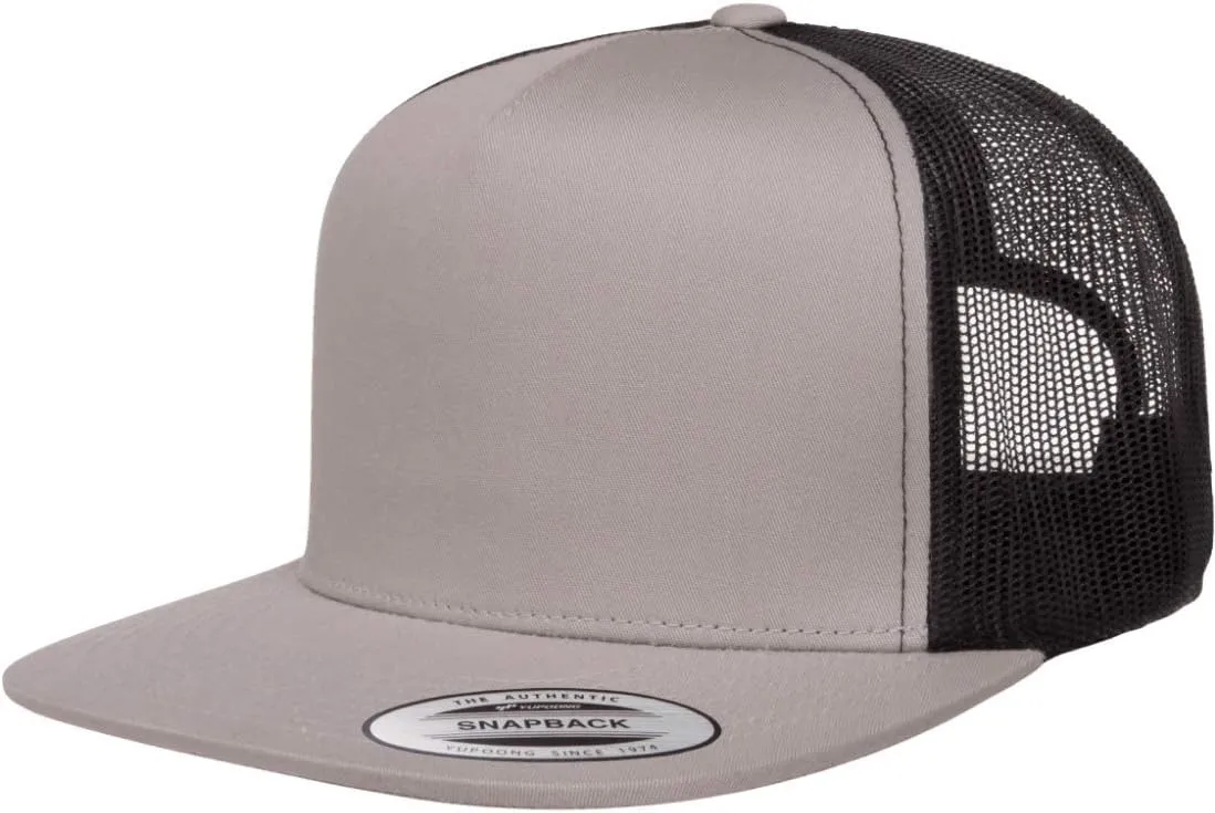 Yupoong 5-Panel YP Classic Trucker Cap | High Profile Flat Visor Snapback | OSFM | Bulk Packs Available